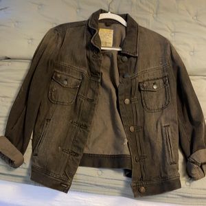 jcrew distressed black/charcoal jean jacket